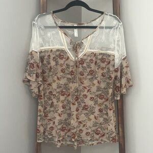 Mesh floral see through top
